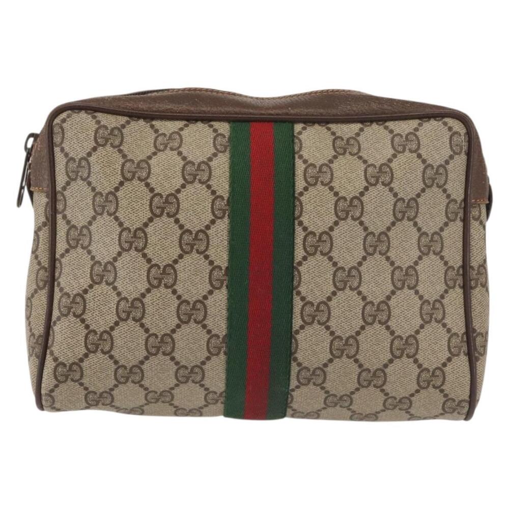 GUCCI GG Supreme Web Sherry Line Clutch Bag PVC Beige 156 01 012 Auth th6330 - Picture 13 of 16